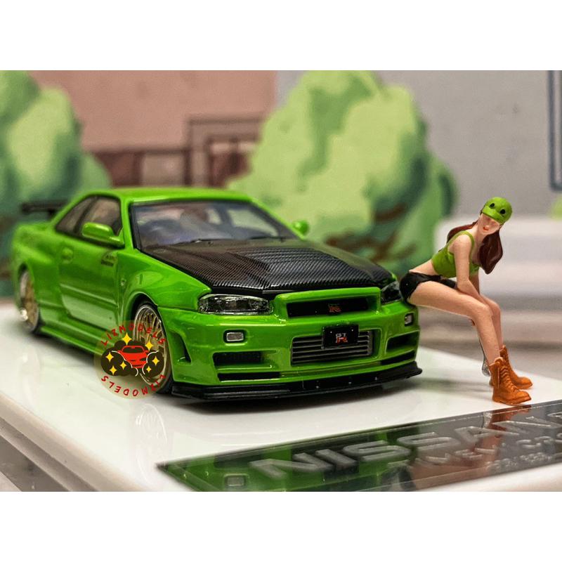 🔅里氏模型車 TM 1/64 Nissan GTR GT-R R34 白色 紅色 碳纖維 玩命關頭 引擎可開 合金模型車-細節圖3