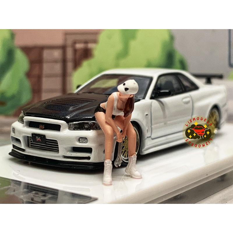 🔅里氏模型車 TM 1/64 Nissan GTR GT-R R34 白色 紅色 碳纖維 玩命關頭 引擎可開 合金模型車-細節圖4