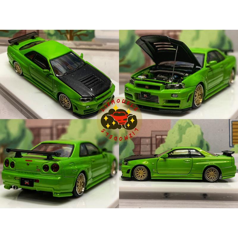 🔅里氏模型車 TM 1/64 Nissan GTR GT-R R34 白色 紅色 碳纖維 玩命關頭 引擎可開 合金模型車-細節圖5
