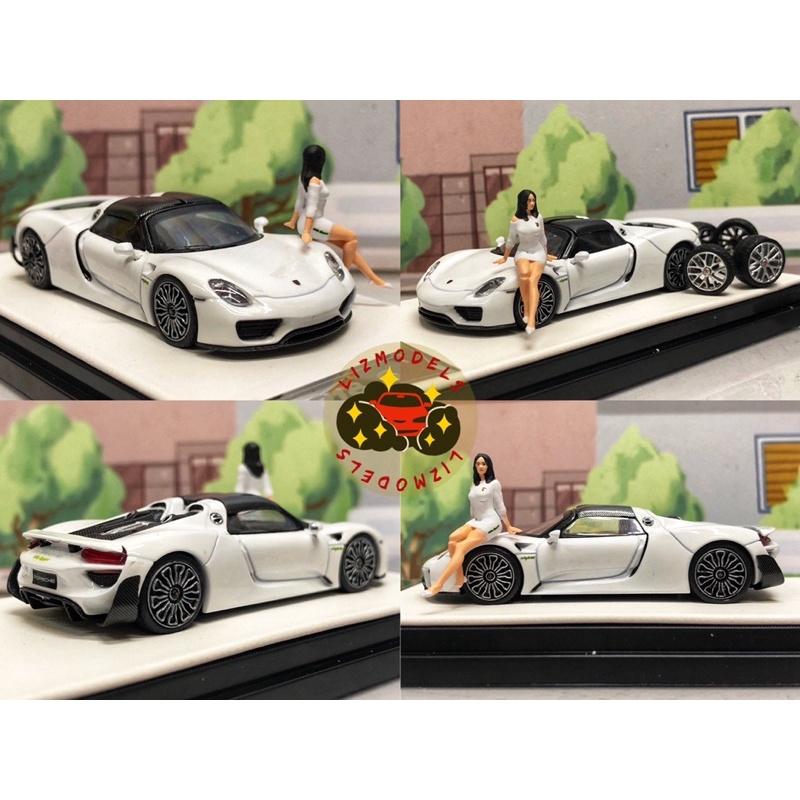 🔅里氏模型車 TM 1/64 保時捷 918 Porsche Spyder 粉豬 白色 黑色 MINI GT-細節圖5