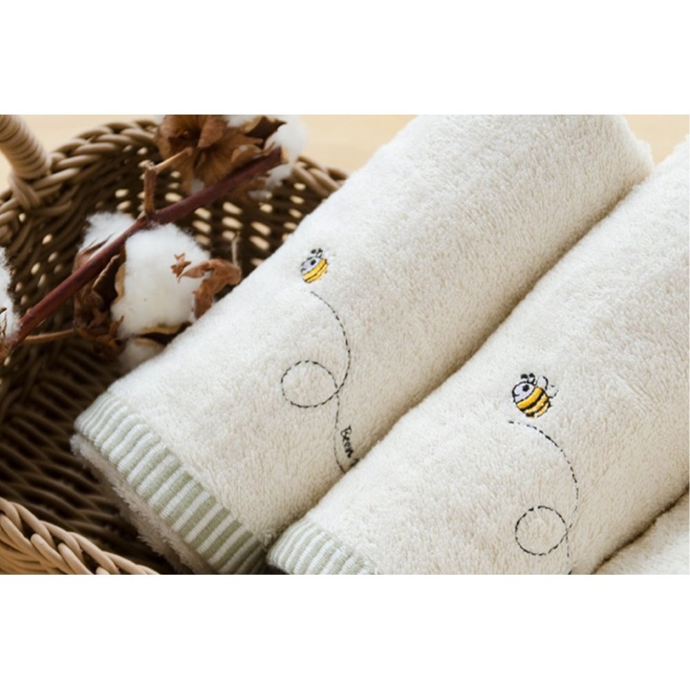 有機棉．繡蜜蜂毛巾(6條組) 【台灣興隆毛巾專賣】 毛巾 浴巾 有機棉 無染毛巾 天然無毒 台灣製現貨-細節圖4