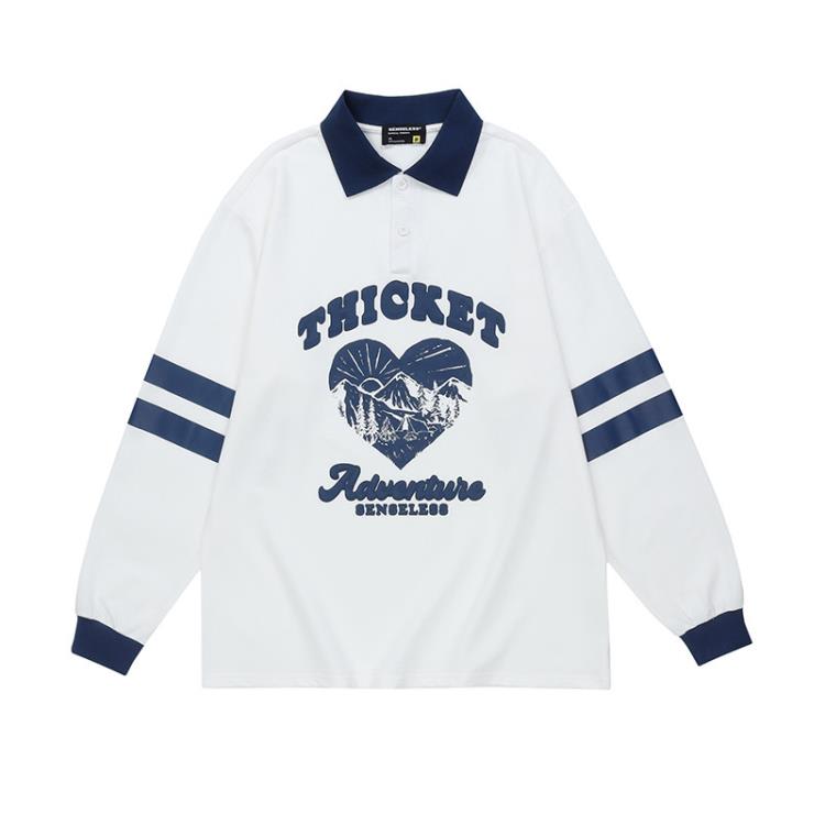 2023年新款潮牌情侶寬松圓領長袖T恤-細節圖3