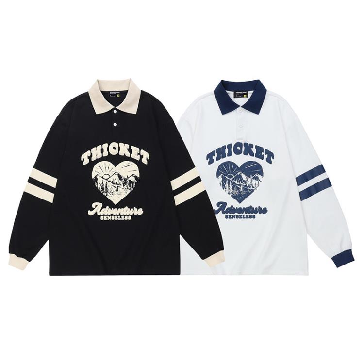 2023年新款潮牌情侶寬松圓領長袖T恤-細節圖5