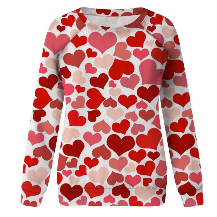 衛衣 2023春夏季女裝愛心印花寬松圓領長袖-細節圖5