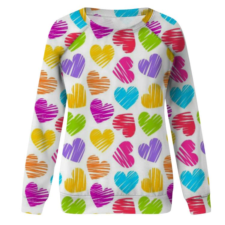 衛衣 2023春夏季女裝愛心印花寬松圓領長袖-細節圖7