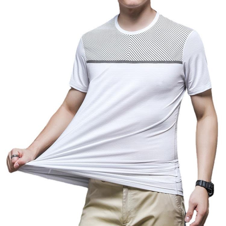 短袖T恤 運動男士夏季薄款透氣速干衣健身戶外跑步冰絲t恤商務男裝-細節圖5