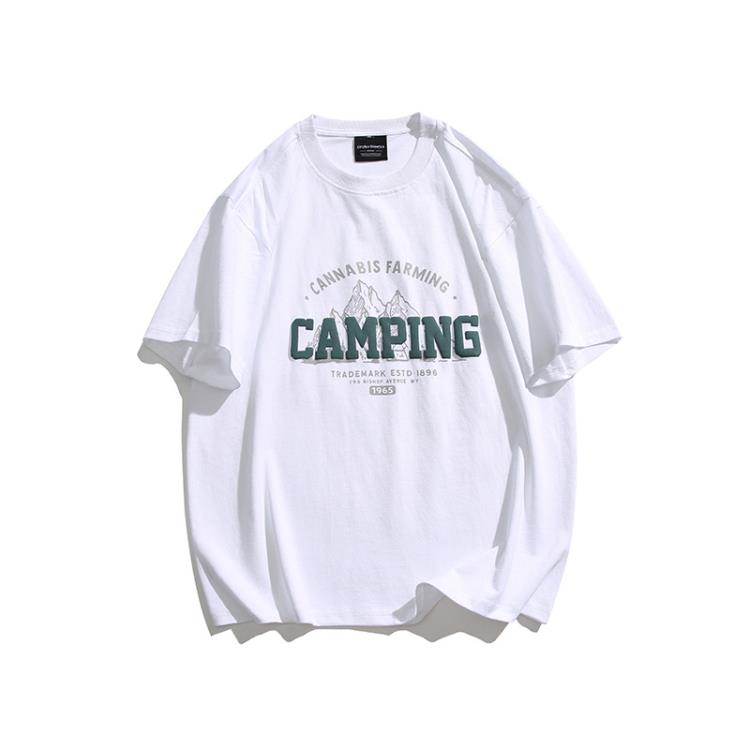 北界男裝 美式潮牌2023夏季新款字母印花短袖體恤寬松圓領半袖T恤-細節圖2