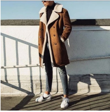 秋冬新款速買通冬季搖粒絨復合仿麂皮男裝保暖外套-細節圖2