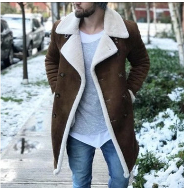 秋冬新款速買通冬季搖粒絨復合仿麂皮男裝保暖外套-細節圖6