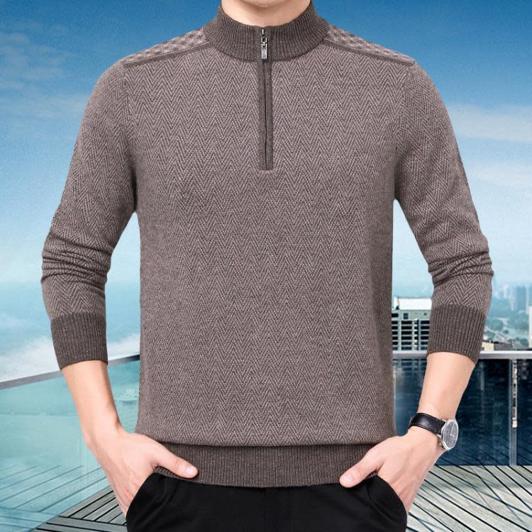 品牌秋冬季新款男時尚百搭拉鍊領針織羊毛衫商務男士簡約開衫-細節圖3