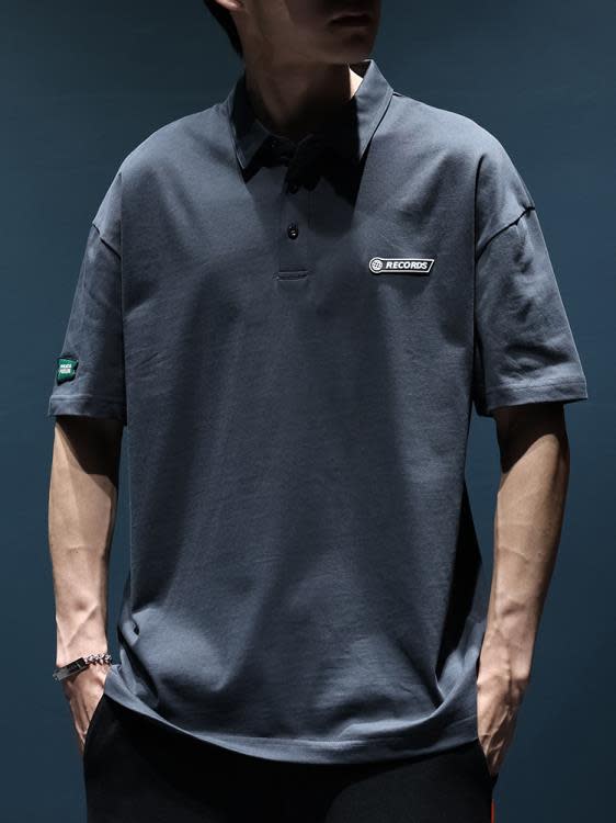 短袖T恤 高端簡約polo衫男士t恤寬松大碼夏季翻領半袖潮流保羅衫體恤-細節圖2