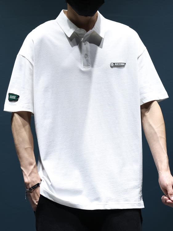 短袖T恤 高端簡約polo衫男士t恤寬松大碼夏季翻領半袖潮流保羅衫體恤-細節圖4