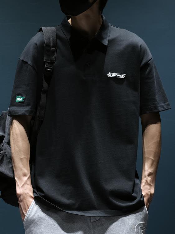 短袖T恤 高端簡約polo衫男士t恤寬松大碼夏季翻領半袖潮流保羅衫體恤-細節圖5