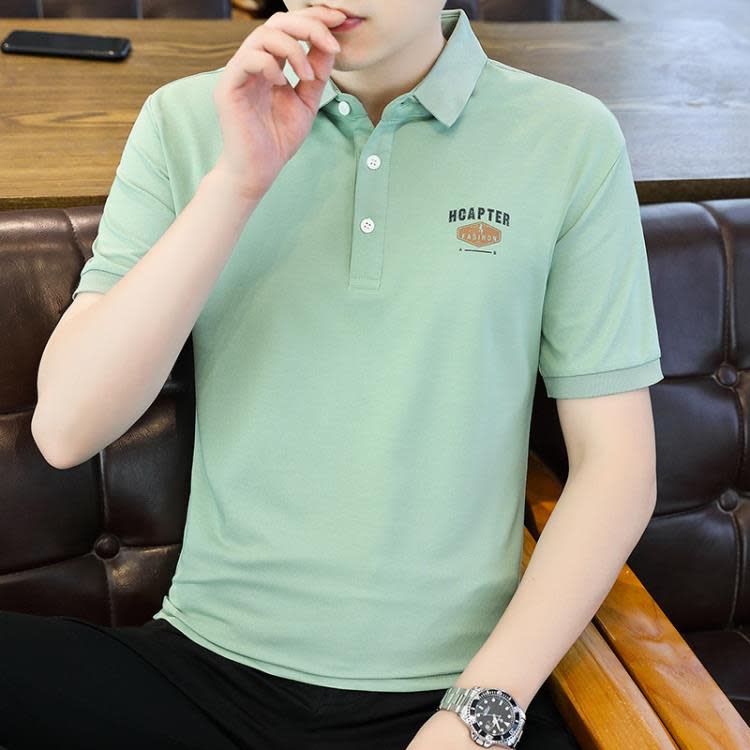 短袖T恤 夏季新款潮流刺繡Polo衫男休閒翻領青年潮男裝上衣寬松男-細節圖2