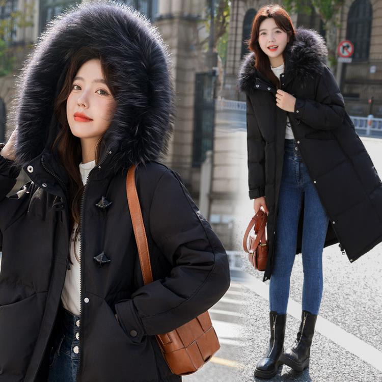 專柜品牌羽絨服冬季女款2023年新款紅色中長款過膝加厚派克外套-細節圖3