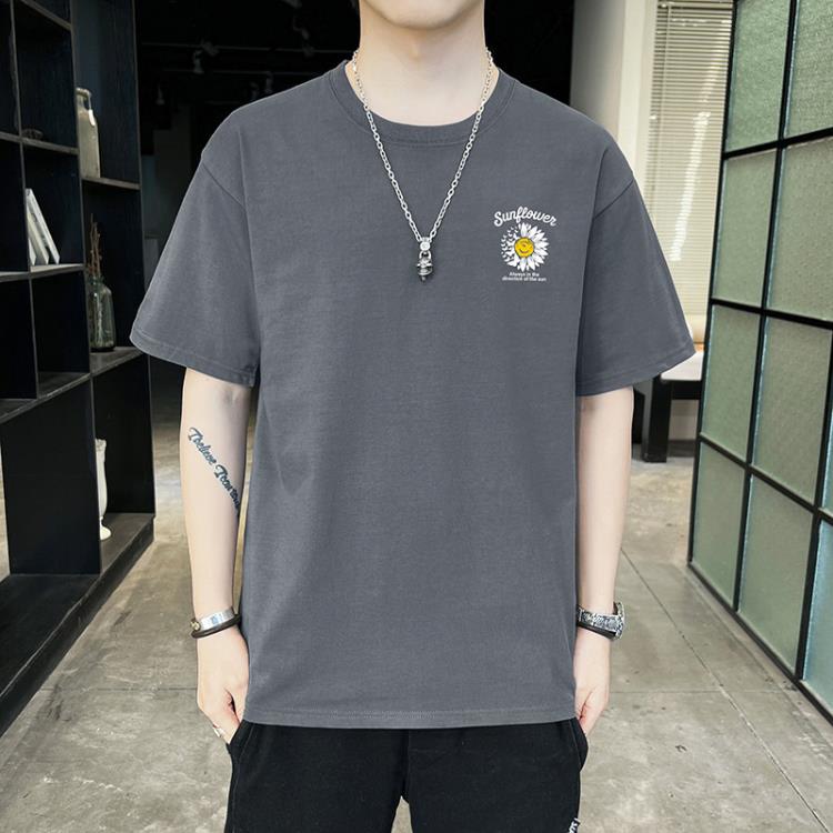 短袖T恤 純棉t恤男士夏季新款男裝衣服半袖潮流寬松香港T體恤大碼潮牌-細節圖2
