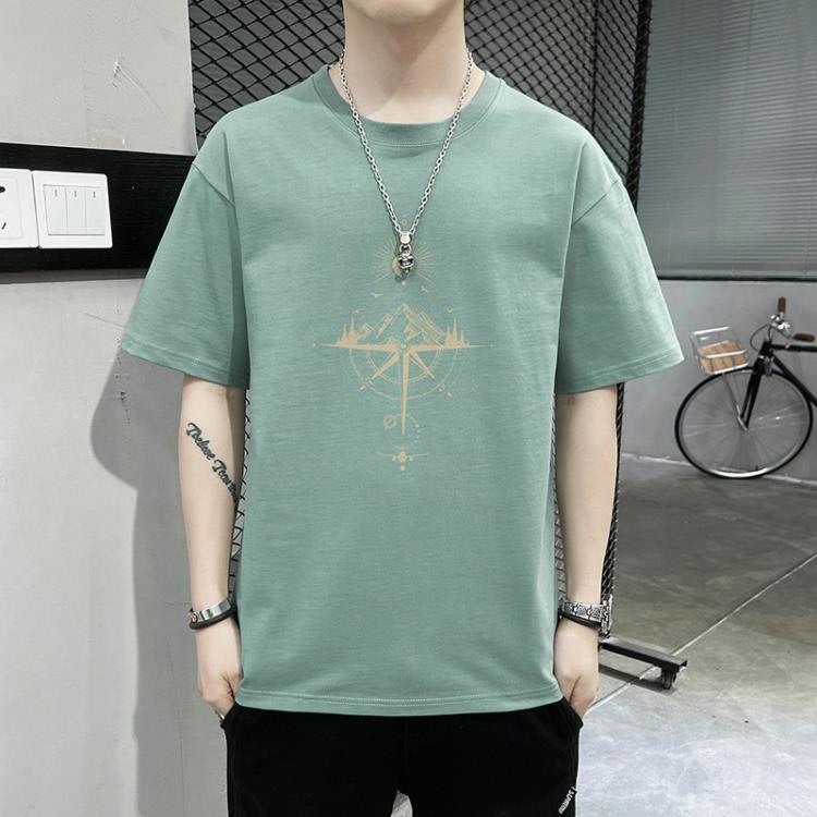 短袖T恤 純棉t恤男士夏季新款男裝衣服半袖潮流寬松香港T體恤大碼潮牌-細節圖4