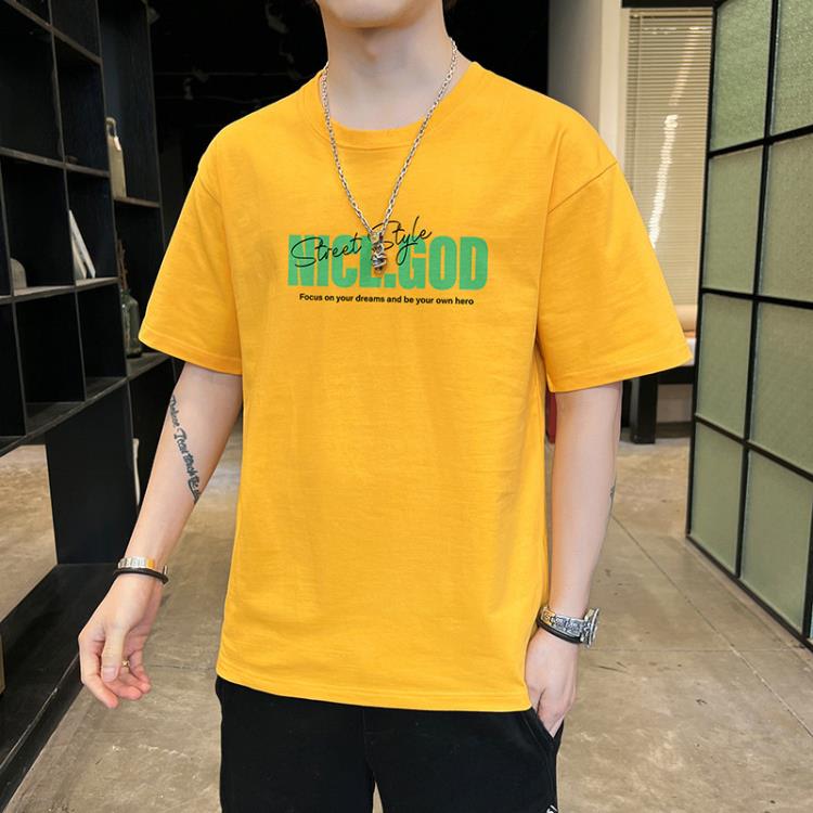 短袖T恤 純棉t恤男士夏季新款男裝衣服半袖潮流寬松香港T體恤大碼潮牌-細節圖8