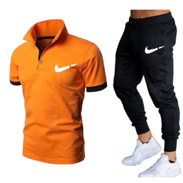 短袖T恤 2023新款上市夏t恤保羅男上衣人氣時尚流行polo衫 長褲二件套-細節圖2