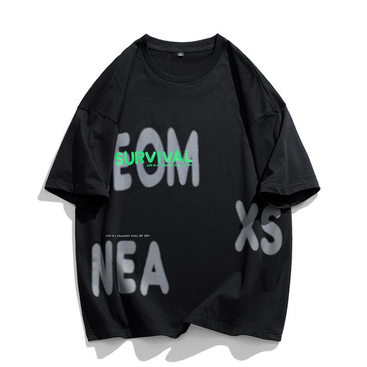 短袖T恤 男裝街潮2023日系青少年夏季新款百搭半袖t休閒運動圓領男-細節圖2