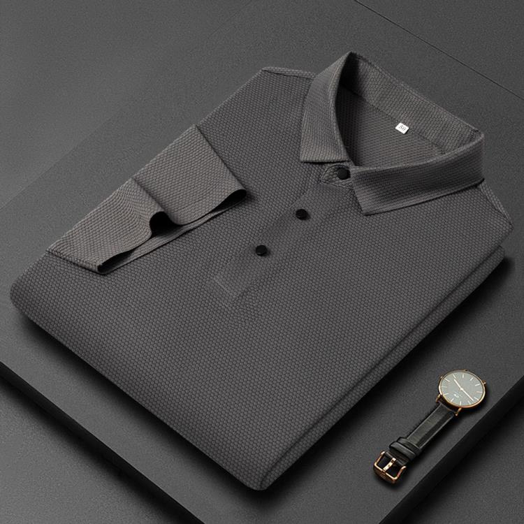 男裝休閒短袖t恤2023夏季新款中年男士無痕Polo衫T恤純色商務上衣-細節圖3