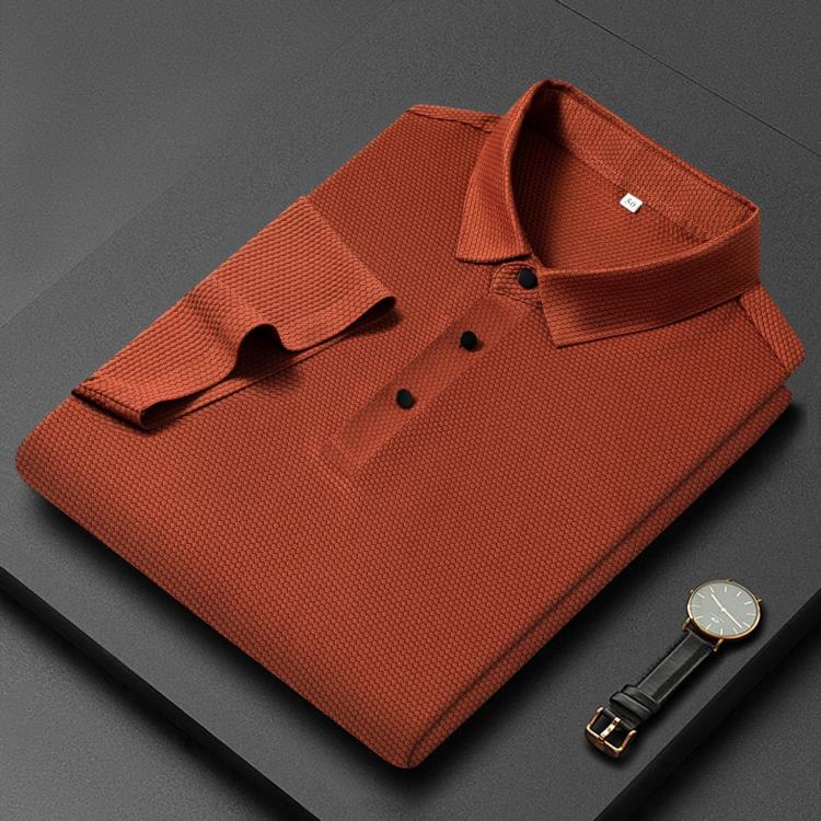 男裝休閒短袖t恤2023夏季新款中年男士無痕Polo衫T恤純色商務上衣-細節圖4