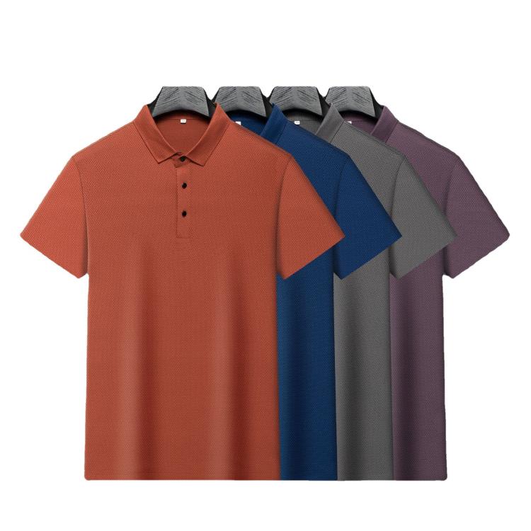 男裝休閒短袖t恤2023夏季新款中年男士無痕Polo衫T恤純色商務上衣-細節圖5