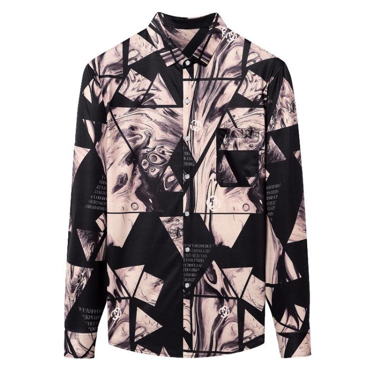 品牌新款春秋季印花襯衫男長袖襯衣男士爸爸裝時尚休閒襯衫上衣男-細節圖4