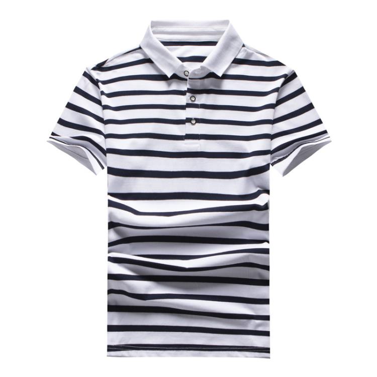 條紋男士短袖T恤間條男裝打底衫休閒翻領半袖男式Polo衫上衣服潮-細節圖5