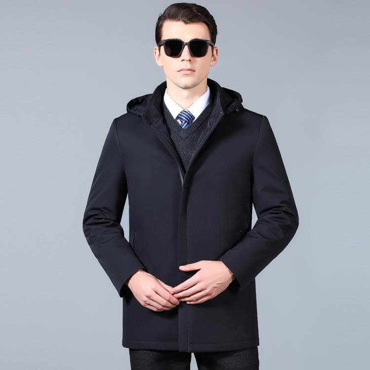 新款羽絨服中年男士冬季加厚爸爸冬裝連帽可脫卸內膽中長款外套男-細節圖3