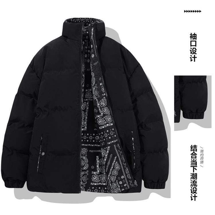 外套 新情侶二面穿棉衣男生冬季新款潮流ins棉襖加厚休閒百搭棉服-細節圖3