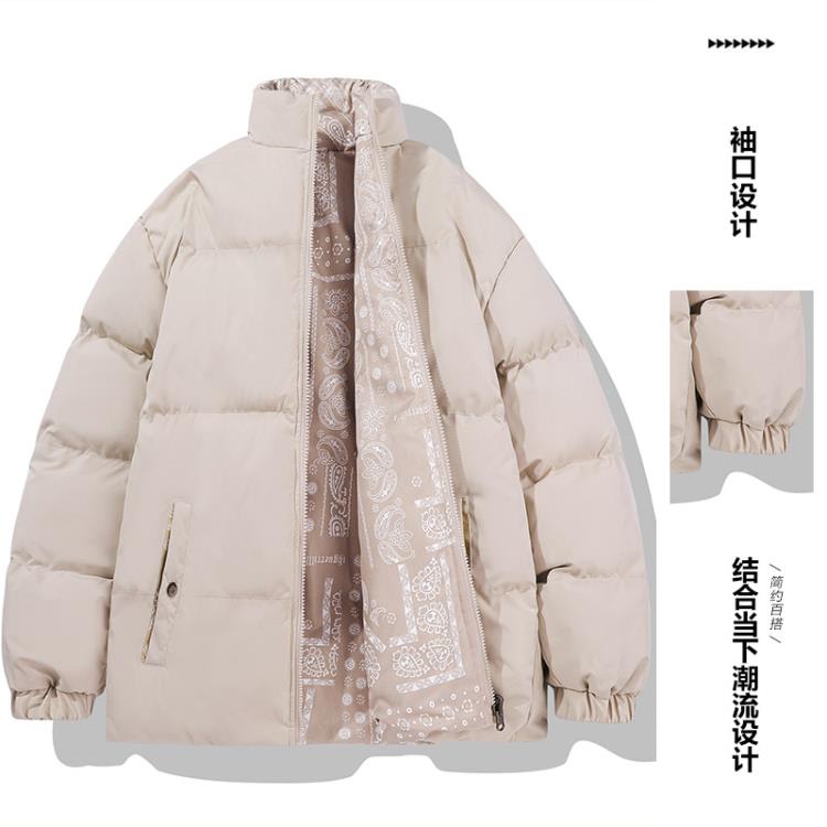 外套 新情侶二面穿棉衣男生冬季新款潮流ins棉襖加厚休閒百搭棉服-細節圖4