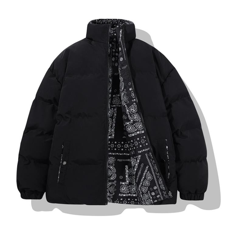 外套 新情侶二面穿棉衣男生冬季新款潮流ins棉襖加厚休閒百搭棉服-細節圖7