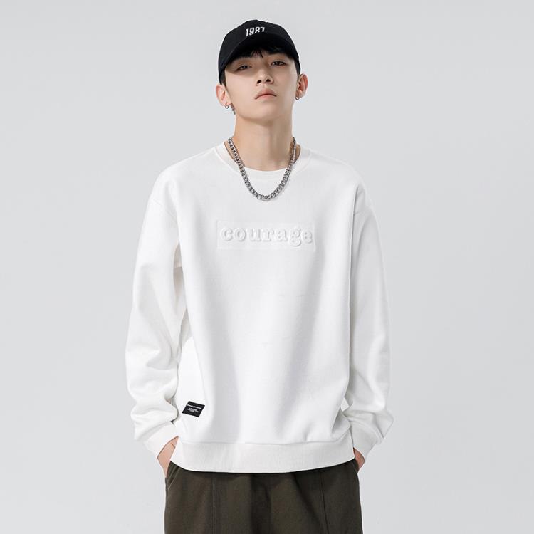 鯤海鵬云日系男裝冬季潮牌加厚圓領衛衣男美式寬松男士上衣外套-細節圖3