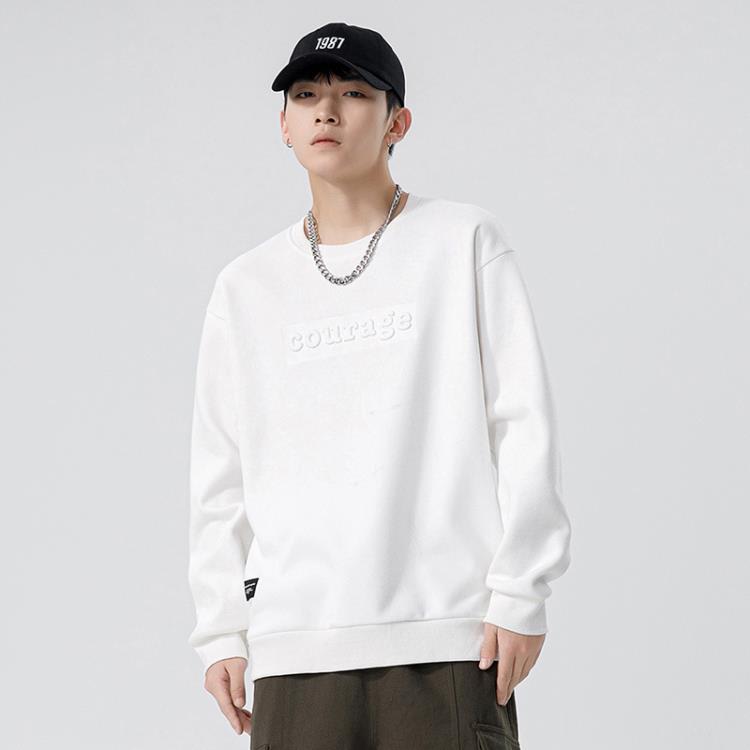 鯤海鵬云日系男裝冬季潮牌加厚圓領衛衣男美式寬松男士上衣外套-細節圖5