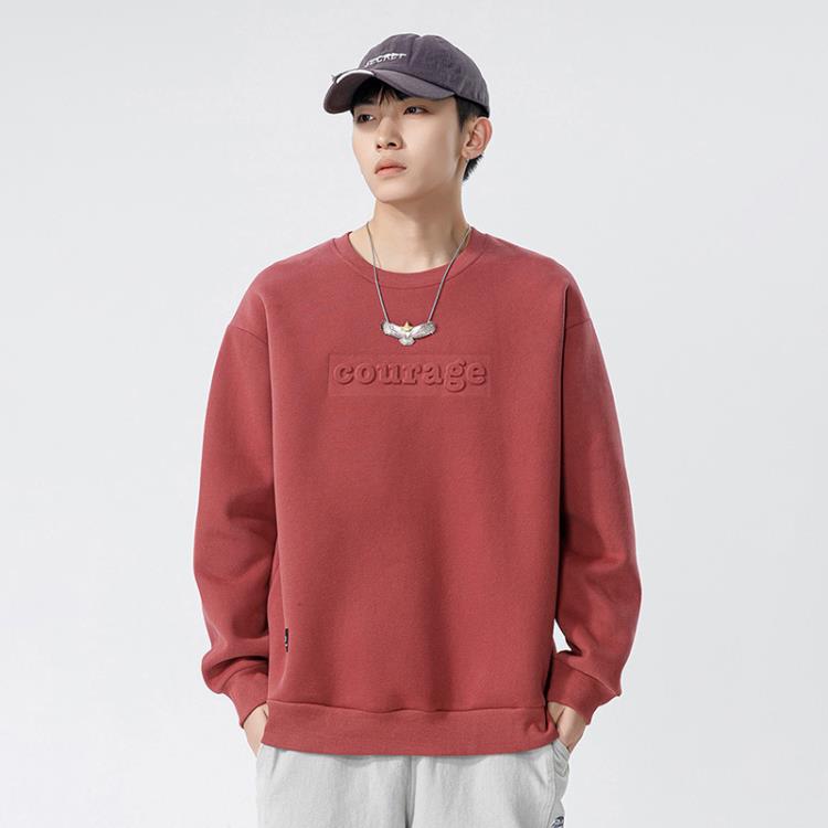 鯤海鵬云日系男裝冬季潮牌加厚圓領衛衣男美式寬松男士上衣外套-細節圖6