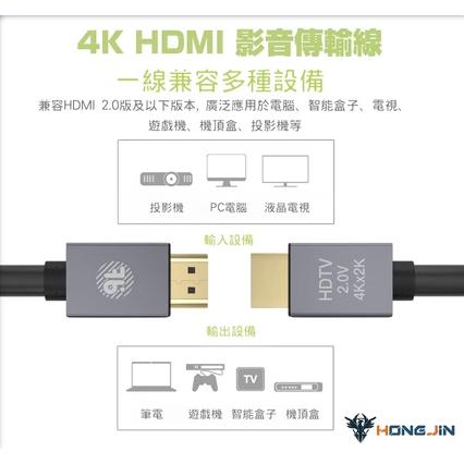 HDMI 2.0影音傳輸線 4K版本超高清品質 HDMI線 銀殼-細節圖5