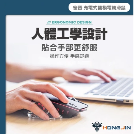 宏晉 HJG-02Pro 充電式雙模電競滑鼠 藍牙 2.4G 無線 充電式藍牙滑鼠 呼吸炫光 DPI可調-細節圖2