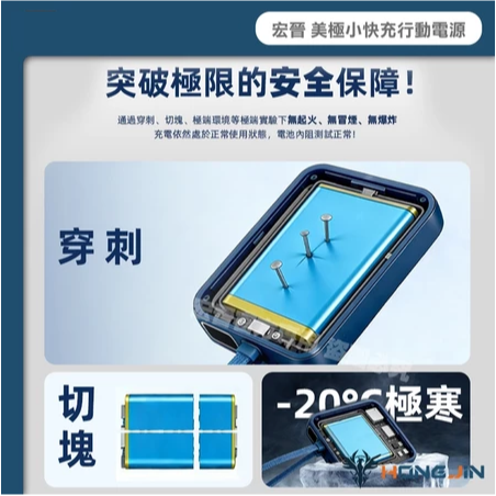 宏晉 數顯 美極小快充行動電源 10000mAh 半固態電芯 快充 Type-C Lightning 大容量 輕巧便攜-細節圖3