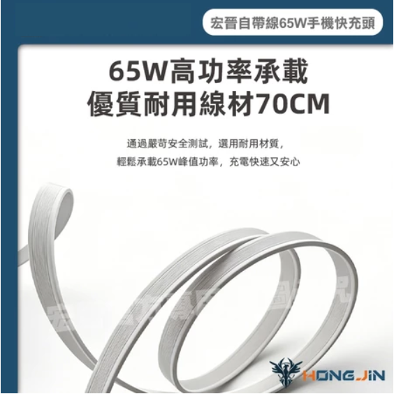65W 自帶線 快充頭 氮化鎵 USB-C+USB-A 三孔輸出 PD3.0 QC3.0 摺疊插頭 充電頭 筆電-細節圖10