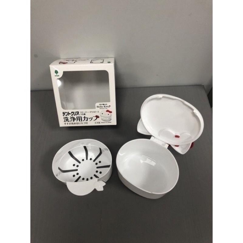 ~日本限定～日本製～Hello Kitty造型牙齒矯正維持器清洗盒～維持器、假牙清潔錠-細節圖4