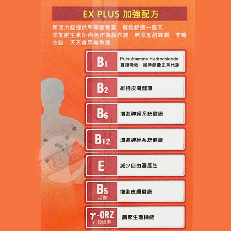 杏輝 新活力錠 B群 90粒/盒  EX Plus 維生素B ◆歐頤康 實體藥局◆-細節圖2