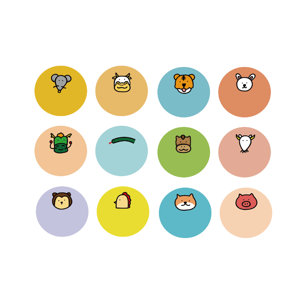 手繪白底姓名貼【防水、耐高溫】- 12生肖50入-規格圖5