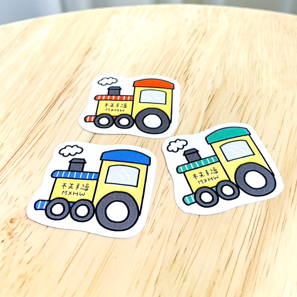 手繪白底姓名貼【防水、耐高溫】- 火車50入-細節圖2