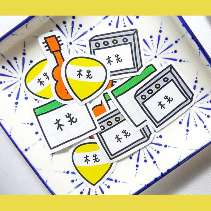 手繪白底姓名貼【防水、耐高溫】- 吉他50入-細節圖2