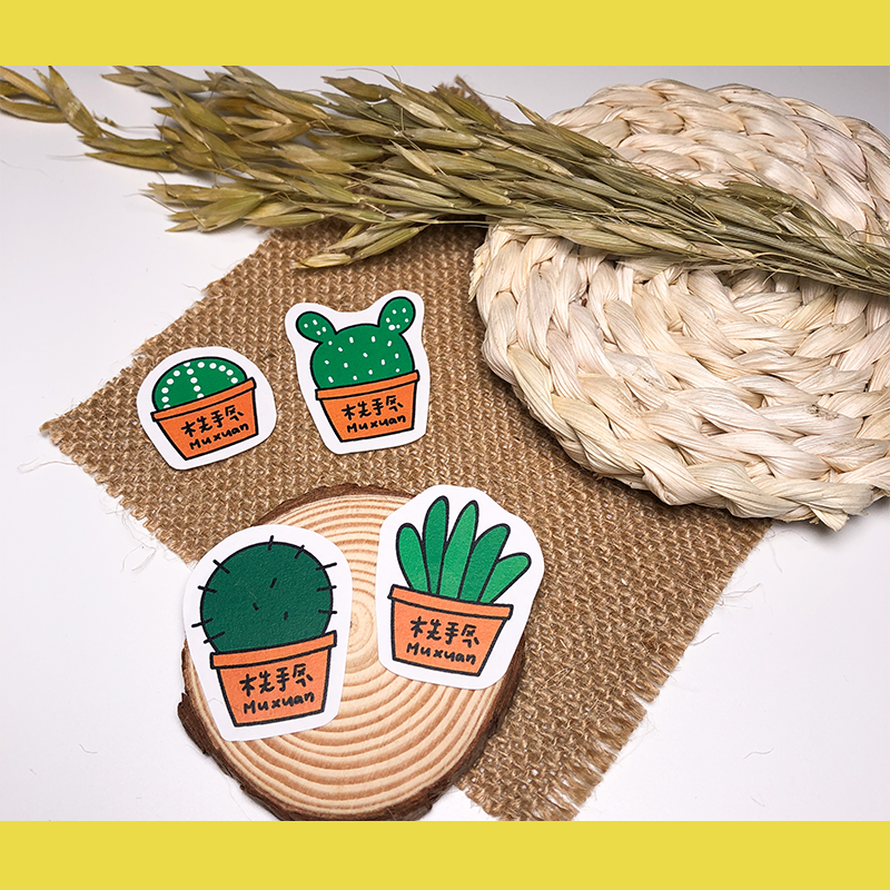 手繪白底姓名貼【防水、耐高溫】- 多肉植物50入-細節圖2