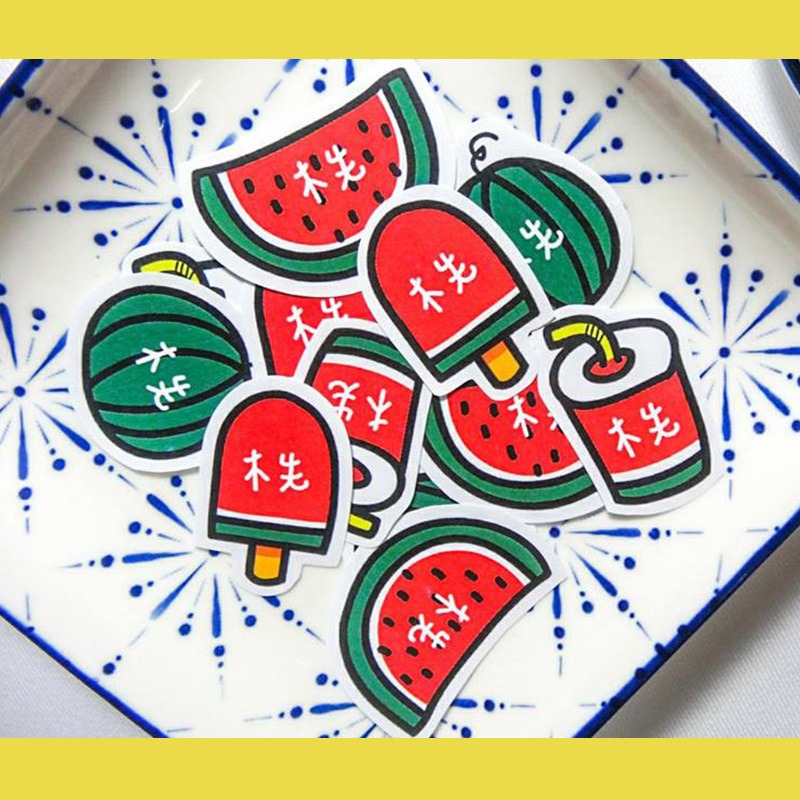 手繪白底姓名貼【防水、耐高溫】- 西瓜50入-細節圖3