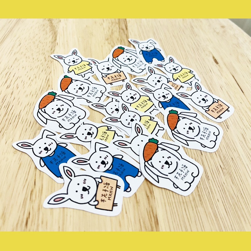 手繪白底姓名貼【防水、耐高溫】- 兔子50入-細節圖2