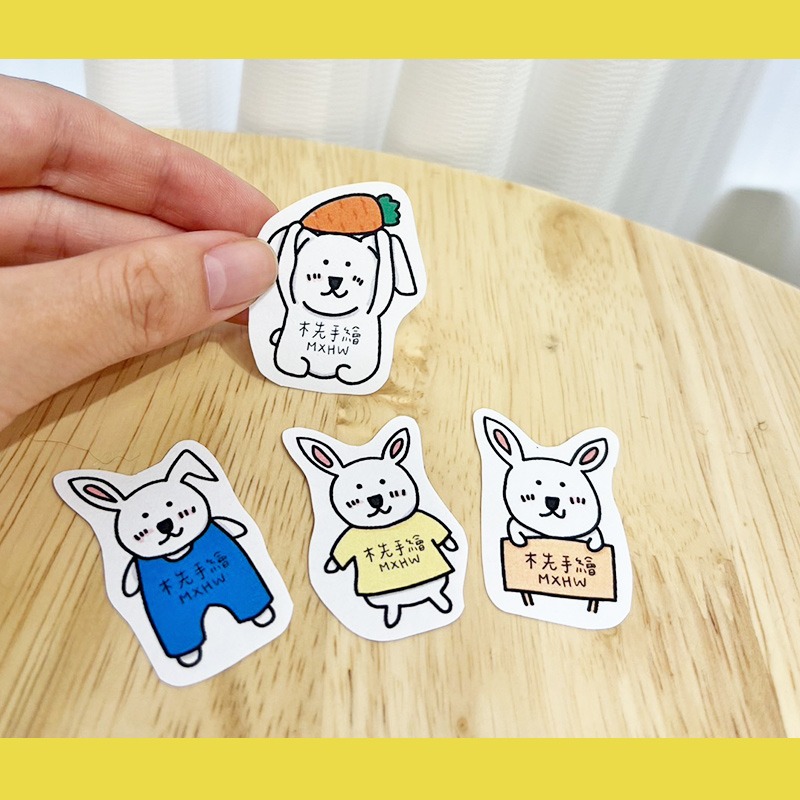 手繪白底姓名貼【防水、耐高溫】- 兔子50入-細節圖3