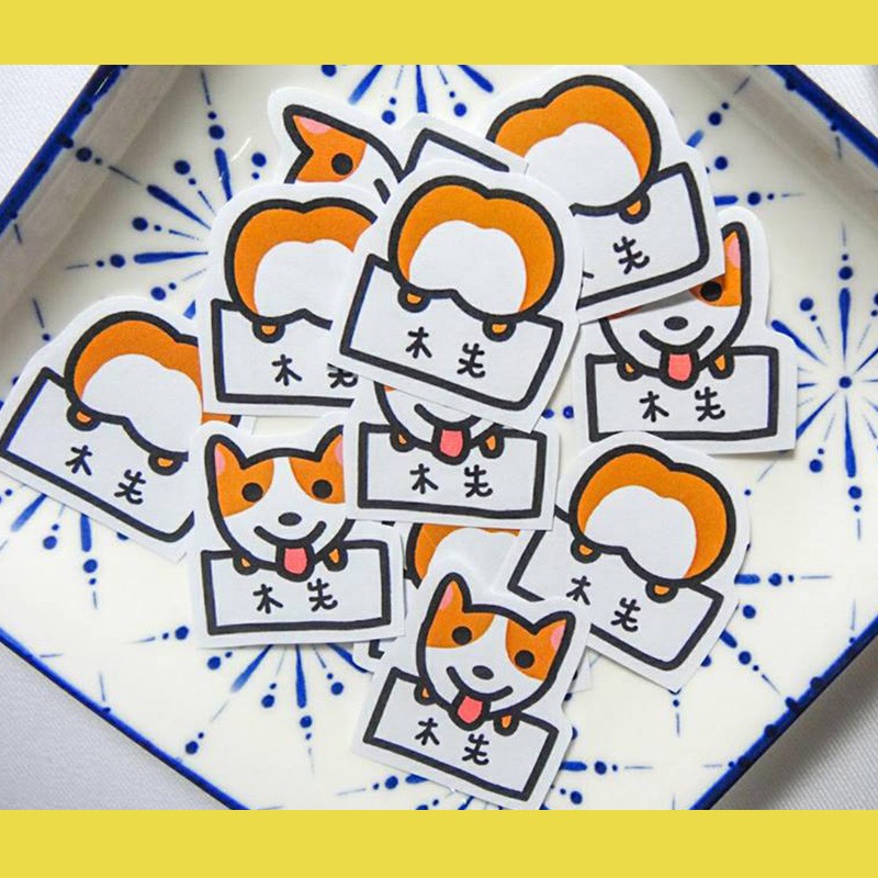 手繪白底姓名貼【防水、耐高溫】- 柯基50入-細節圖3